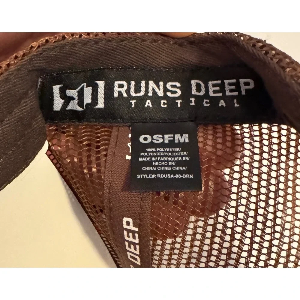 Runs Deep‎ Tactical American Flag Camo Trucker Hat Brown OSFM
